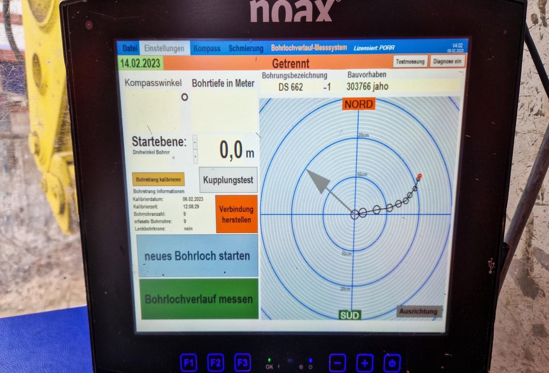 Bild eines Monitors zur Vermessung von Düsenstrahlbohrungen
